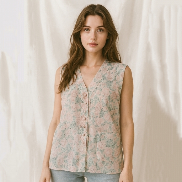 Victoria's Secret Tops - Victoria’s Secret Gold Label Floral Cottagecore Button Blouse